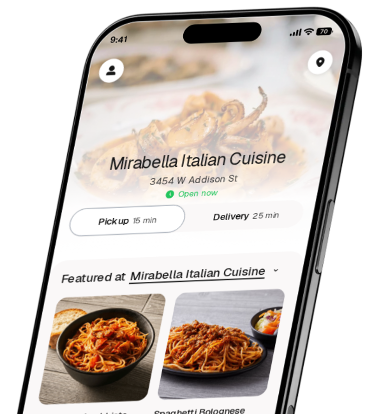 Mirabella Italian Cuisine app preview
